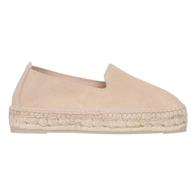 Champagne Beige Espadryle Platformowe Sandały Manebí