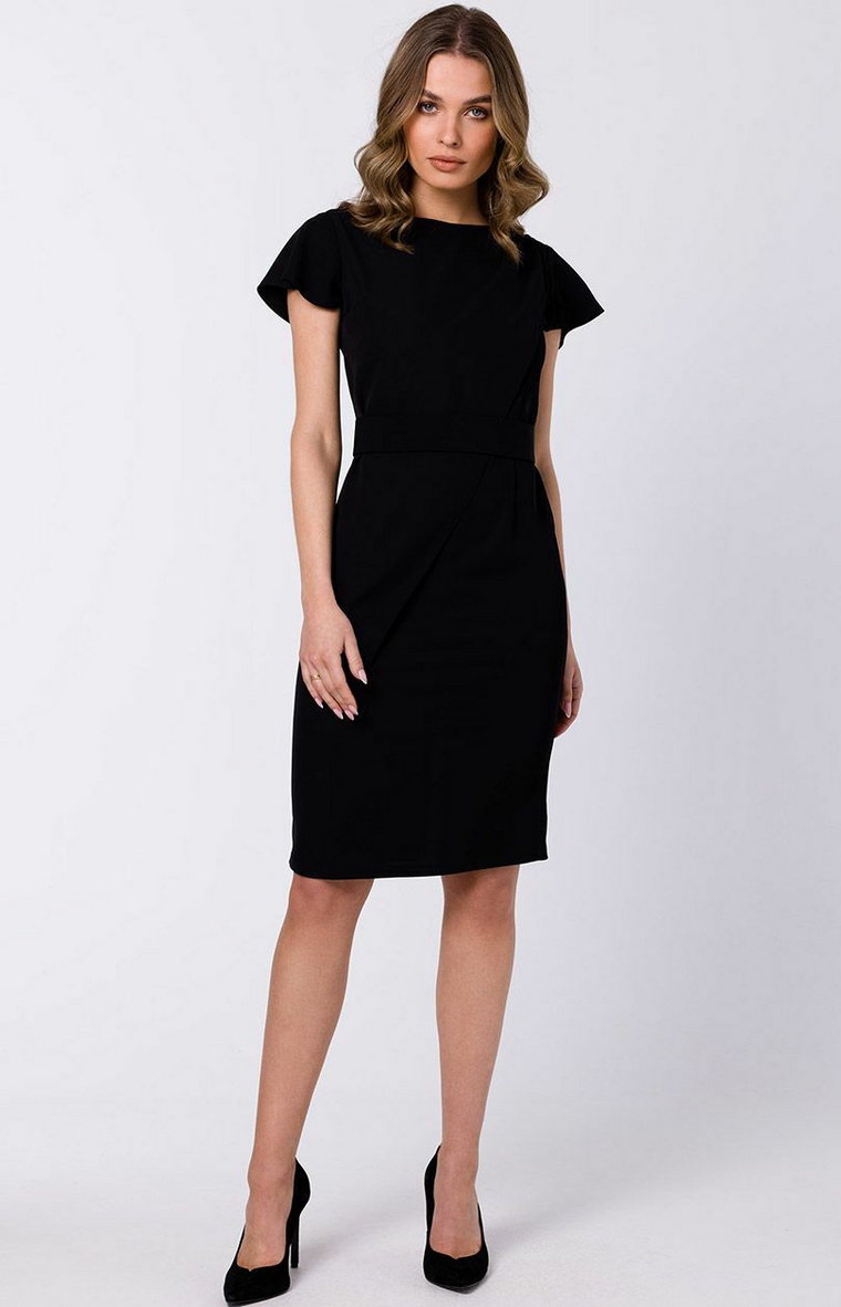 Sukienka ołówkowa z paskiem w kolorze czarnym S336, Kolor czarny, Rozmiar L, Stylove