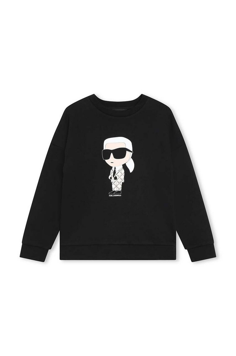 Karl Lagerfeld bluza dziecięca kolor czarny z nadrukiem