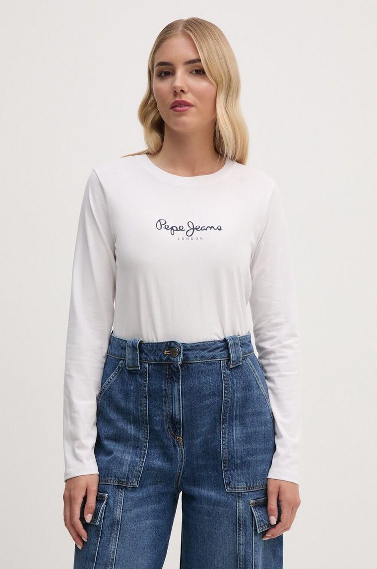 Pepe Jeans longsleeve bawełniany FIORE LS kolor biały PL505947