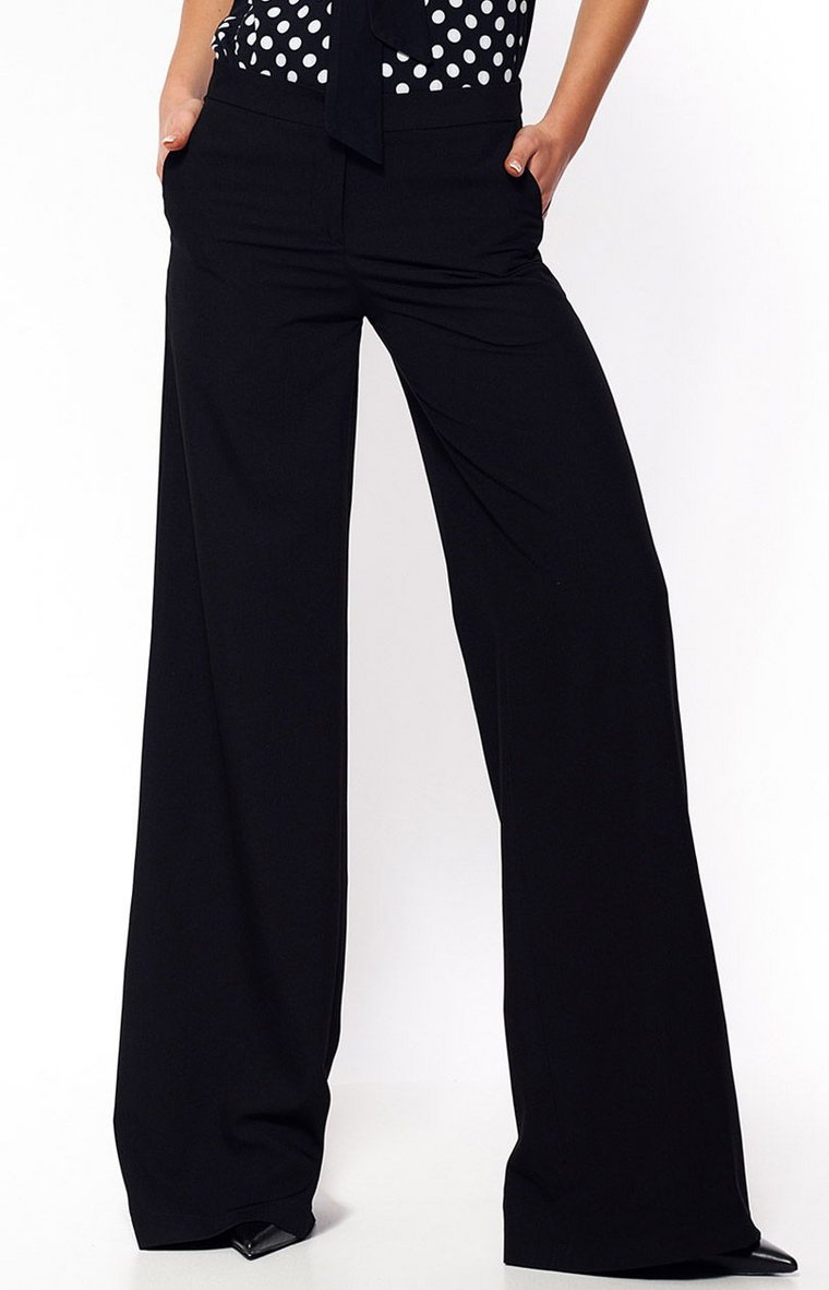 Czarne spodnie typu palazzo Sd65, Kolor czarny, Rozmiar 36, Nife