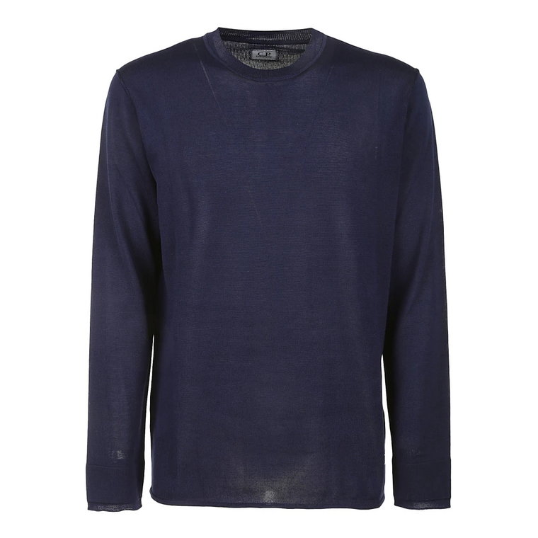 Niebieski Sweter z Okrągłym Dekoltem dla Mężczyzn C.p. Company