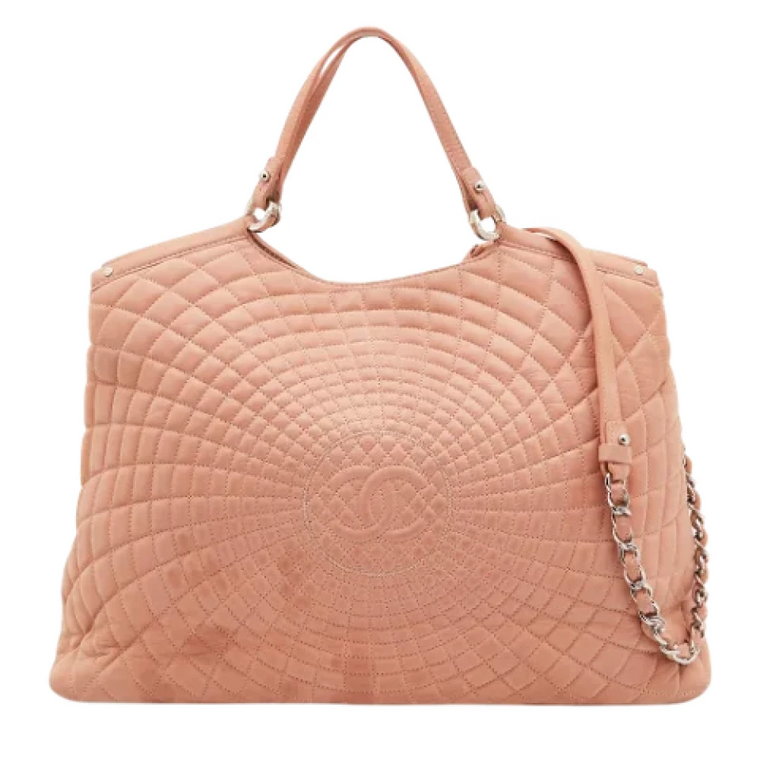 Luksusowa różowa skórzana torba Tote Chanel Vintage