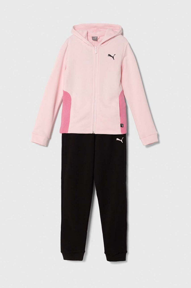 Puma dres dziecięcy Hooded Sweat Suit TR cl G kolor różowy