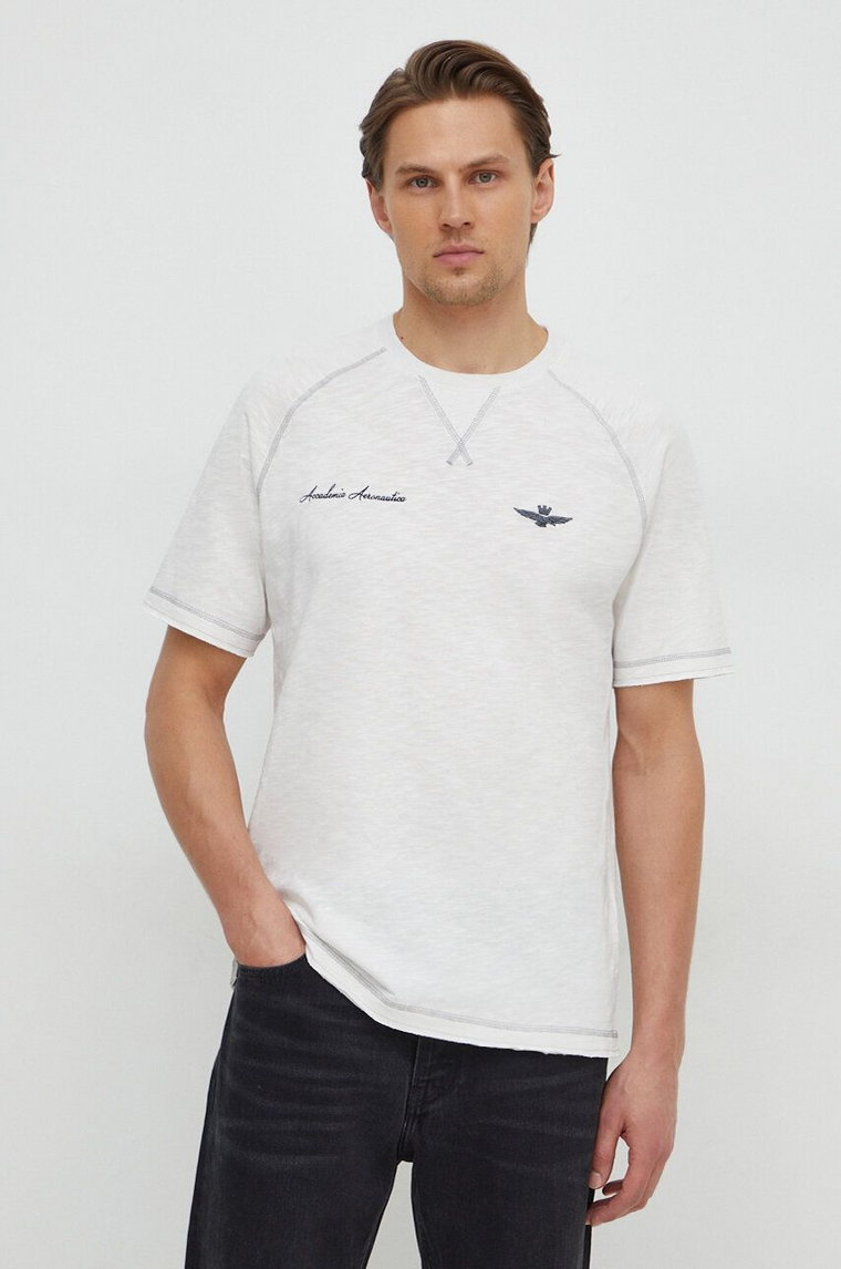Aeronautica Militare t-shirt bawełniany męski kolor biały gładki TS2199J628