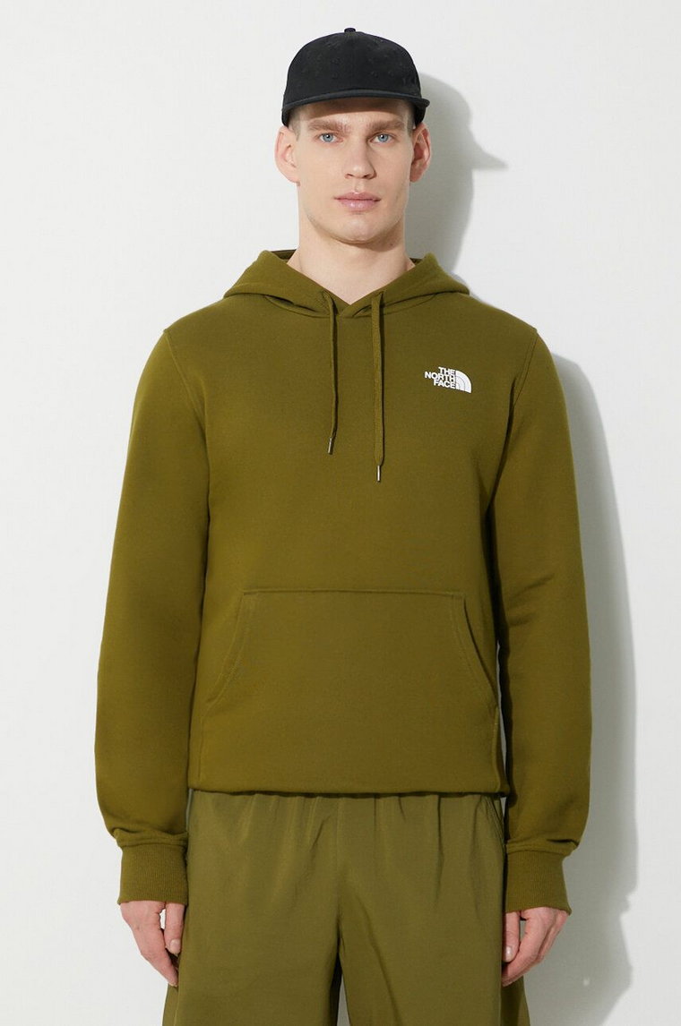 The North Face bluza bawełniana M Simple Dome Hoodie męska kolor zielony z kapturem z nadrukiem NF0A7X1JPIB1