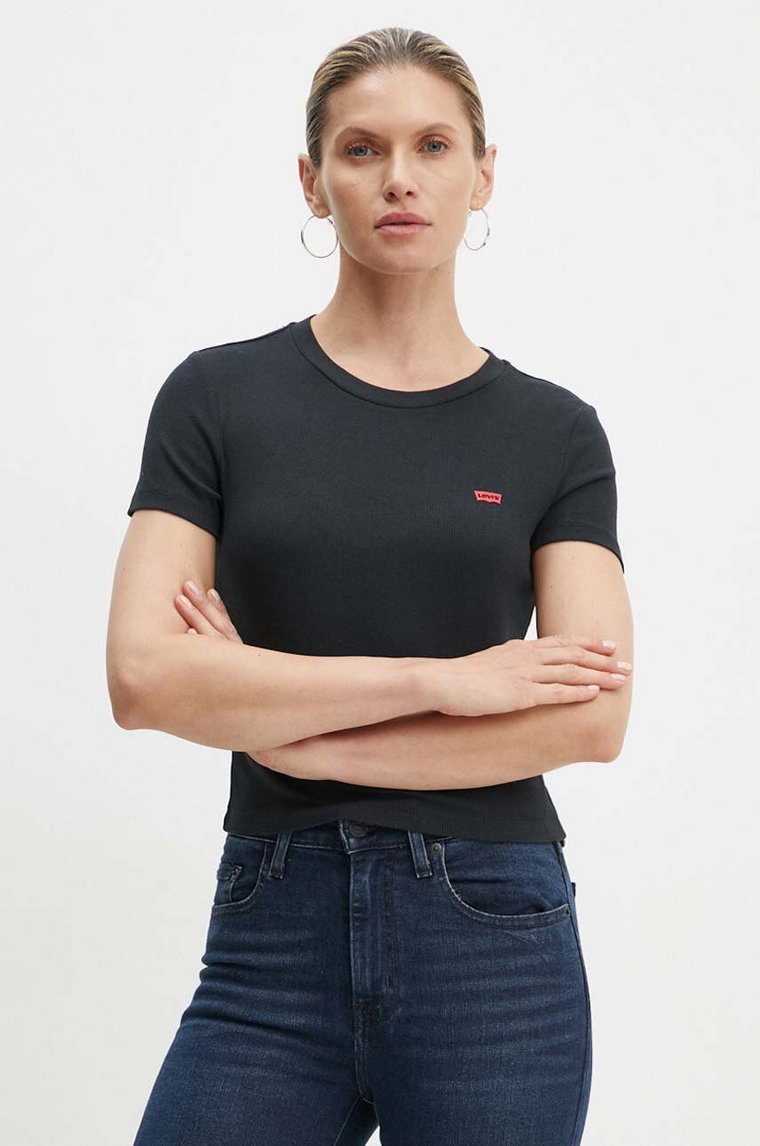 Levi's t-shirt damski kolor czarny z półgolfem A7419
