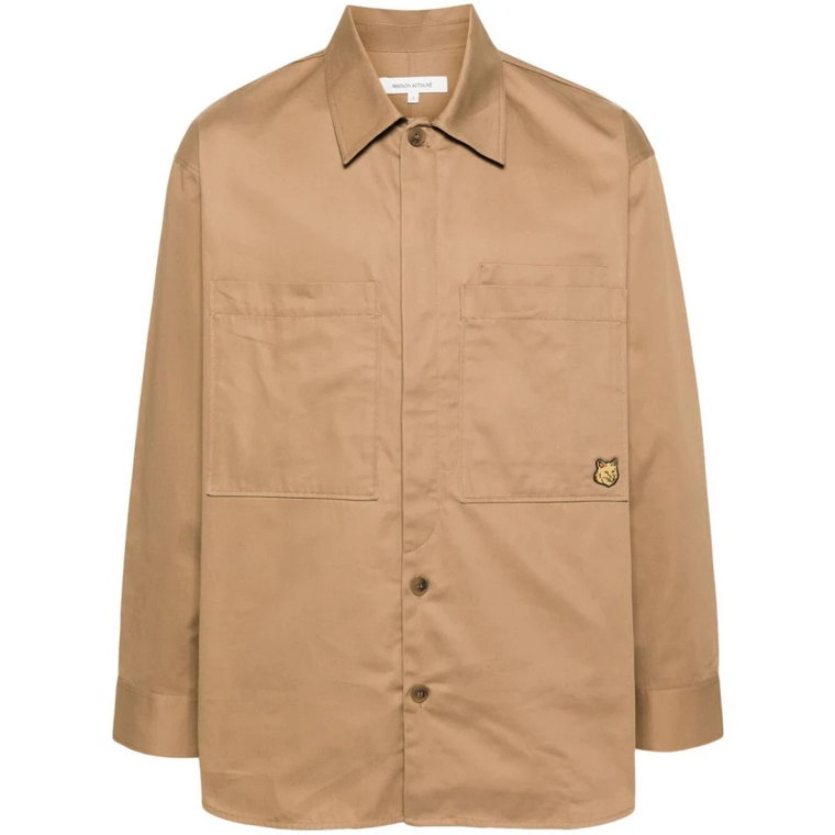 Stylowa Beżowa Overshirt dla Mężczyzn Maison Kitsuné