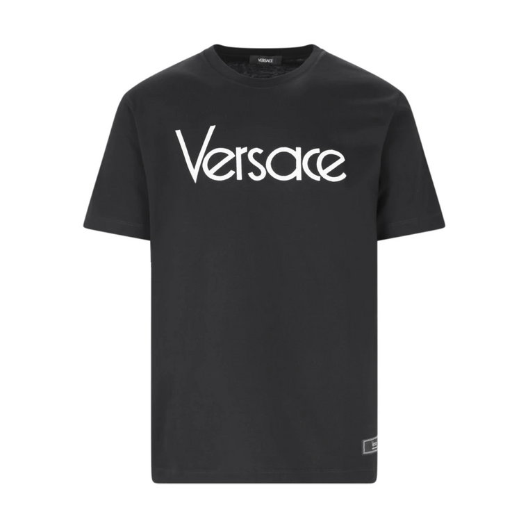 Czarna bawełniana koszulka z logo Versace Versace