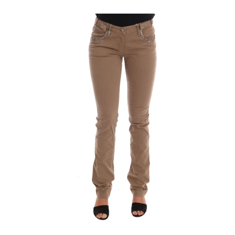 Beige Super Slim Fit Designer Jeans Costume National