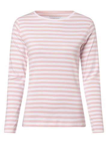 brookshire - Damska koszulka z długim rękawem, biały|różowy