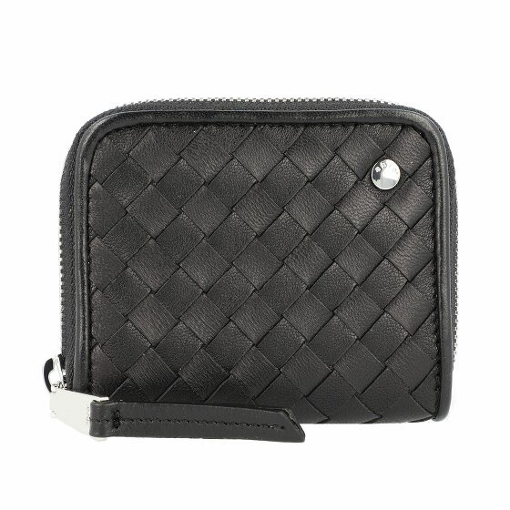 abro Piuma Weaving Wallet Leather 10 cm black/nickel