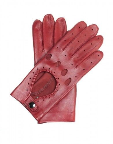 Czerwone rękawiczki całuski damskie - skóra nappa