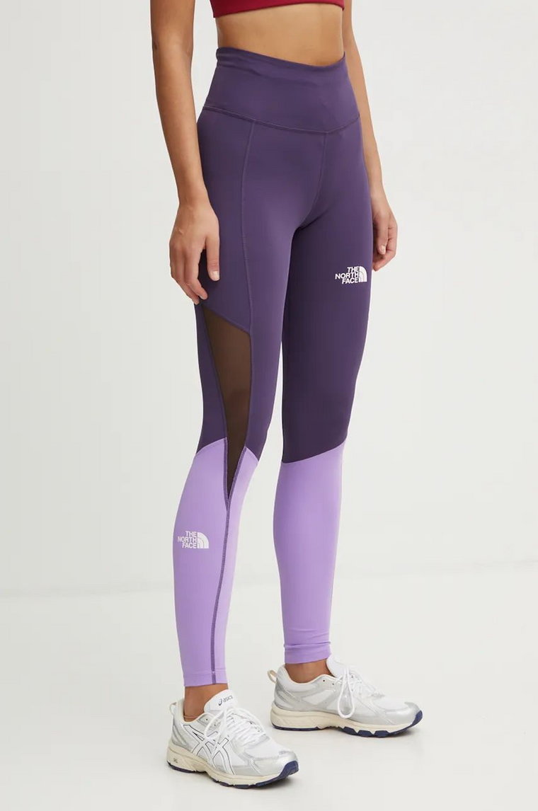 The North Face legginsy sportowe Trail Run Tight damskie kolor fioletowy wzorzyste NF0A87K172O1