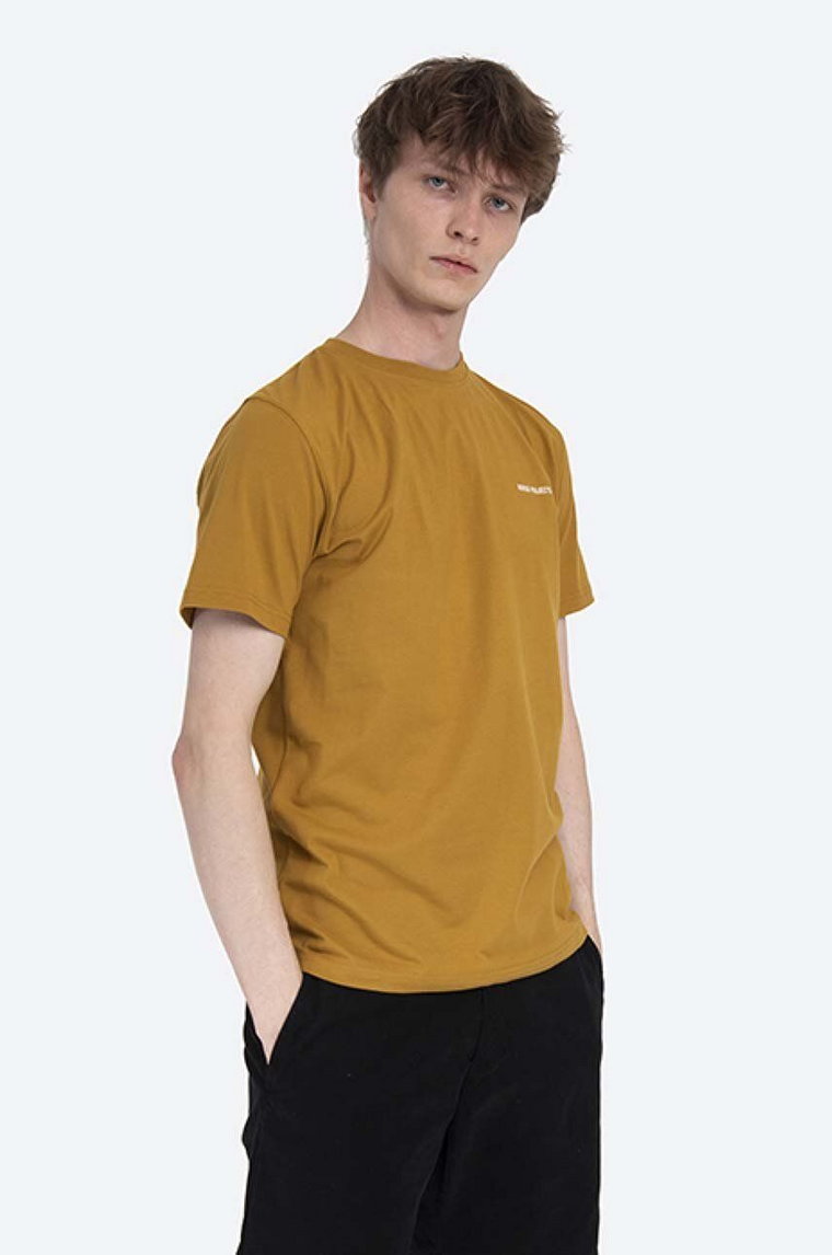 Norse Projects t-shirt bawełniany kolor żółty gładki N01.0546.3035-3035