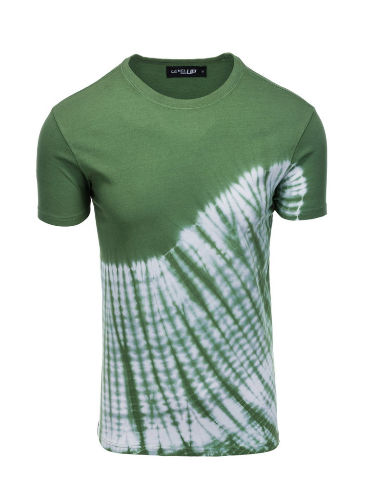 T-shirt męski bawełniany TIE DYE - zielony V3 S1617