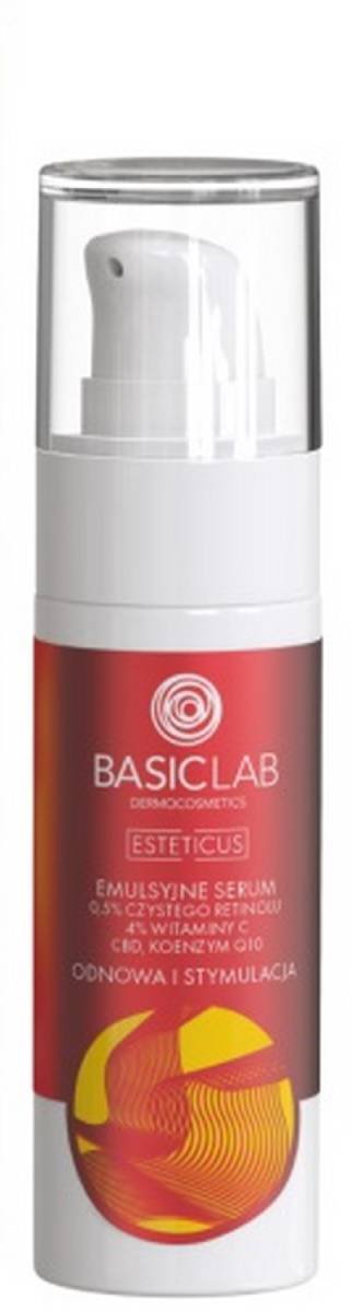 Basiclab Esteticus - Emulsyjne serum 0,5% czystego Retinolu, 4% Wit C, Koenzym Q10 30ml