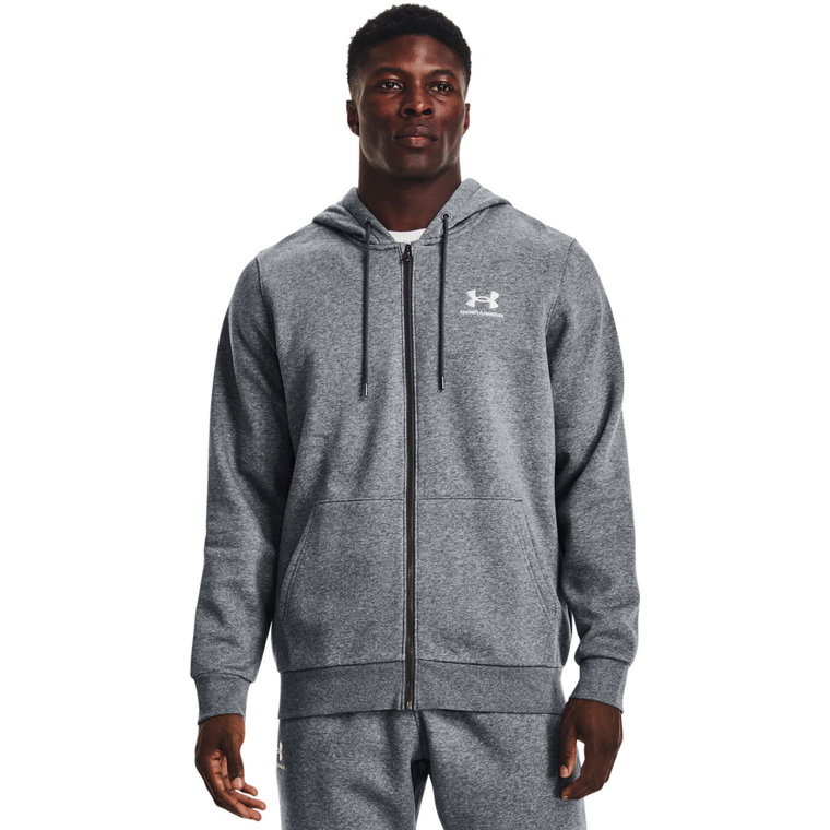 Męska bluza dresowa rozpinana z kapturem Under Armour UA Essential Fleece FZ Hood - szara