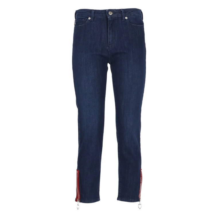 Niebieskie Slim-Fit Jeans z Bawełny Love Moschino