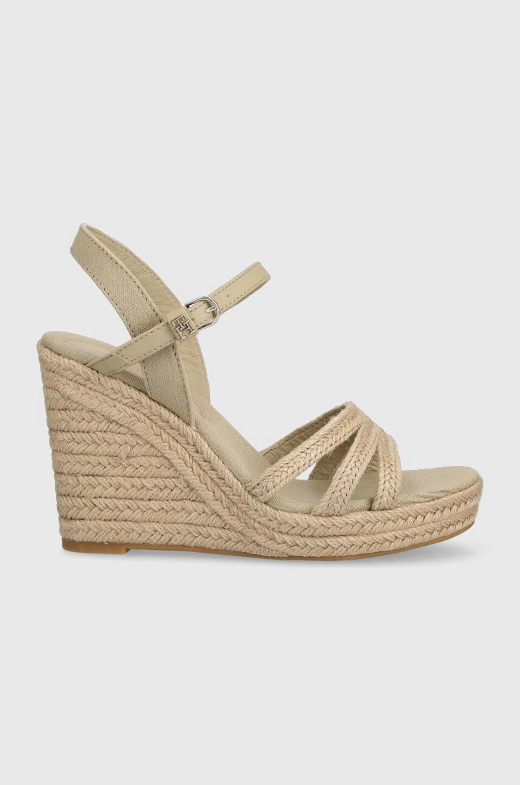 Tommy Hilfiger sandały ESSENTIAL BASIC WEDGE SANDAL damskie kolor beżowy na koturnie FW0FW07220