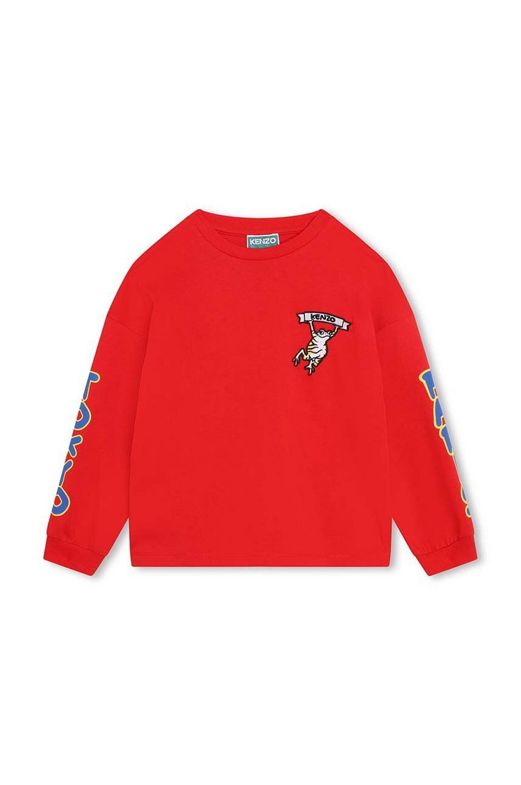 Kenzo Kids longsleeve bawełniany dziecięcy kolor czerwony z aplikacją