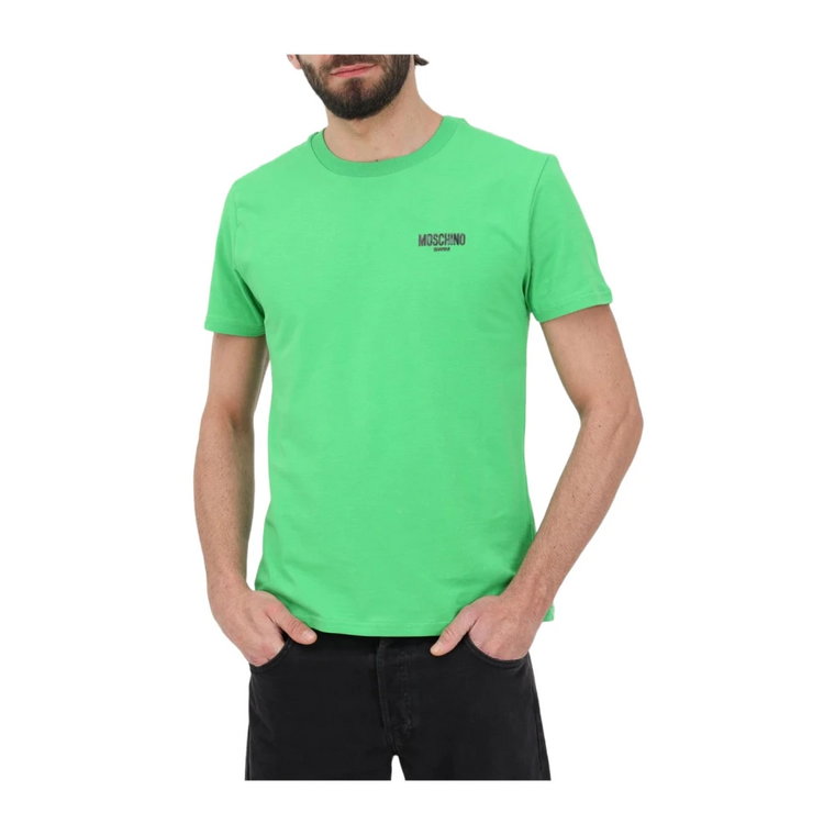 Zielony Podstawowy Męski T-shirt z Nadrukiem Logo Love Moschino