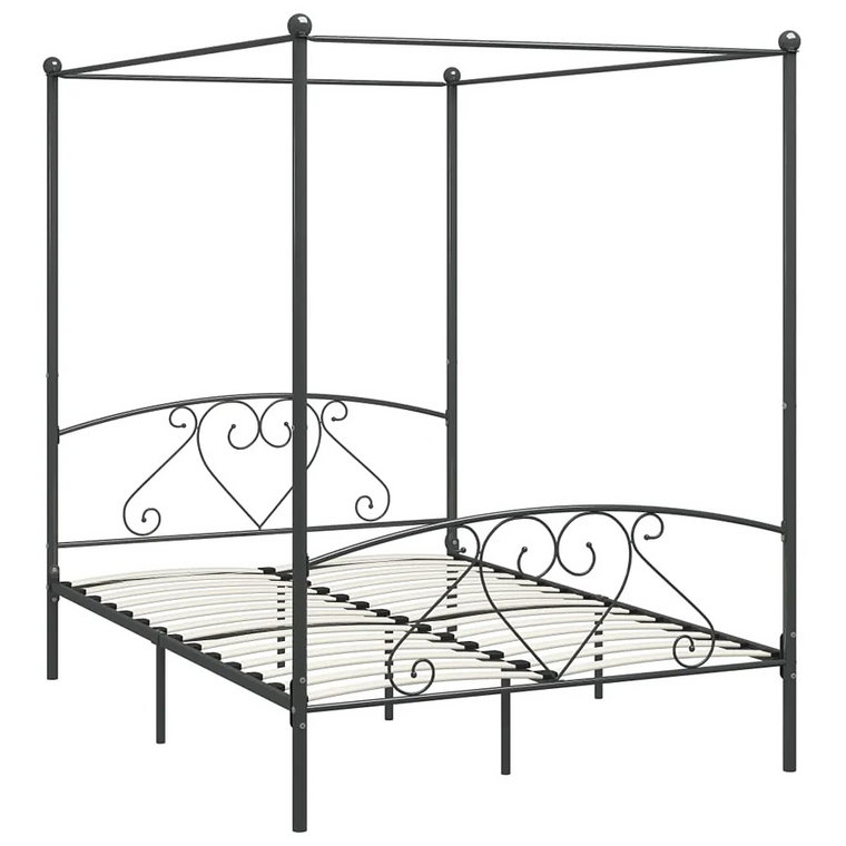 Czarne metalowe łóżko z baldachimem 200x200 cm - Elox