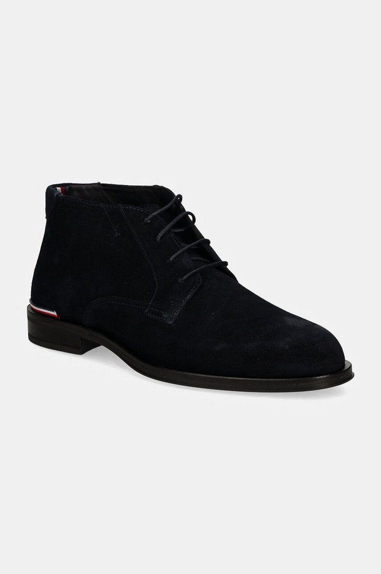 Tommy Hilfiger buty zamszowe CORE RWB HILFIGER SUEDE L BOOT męskie kolor granatowy FM0FM04805