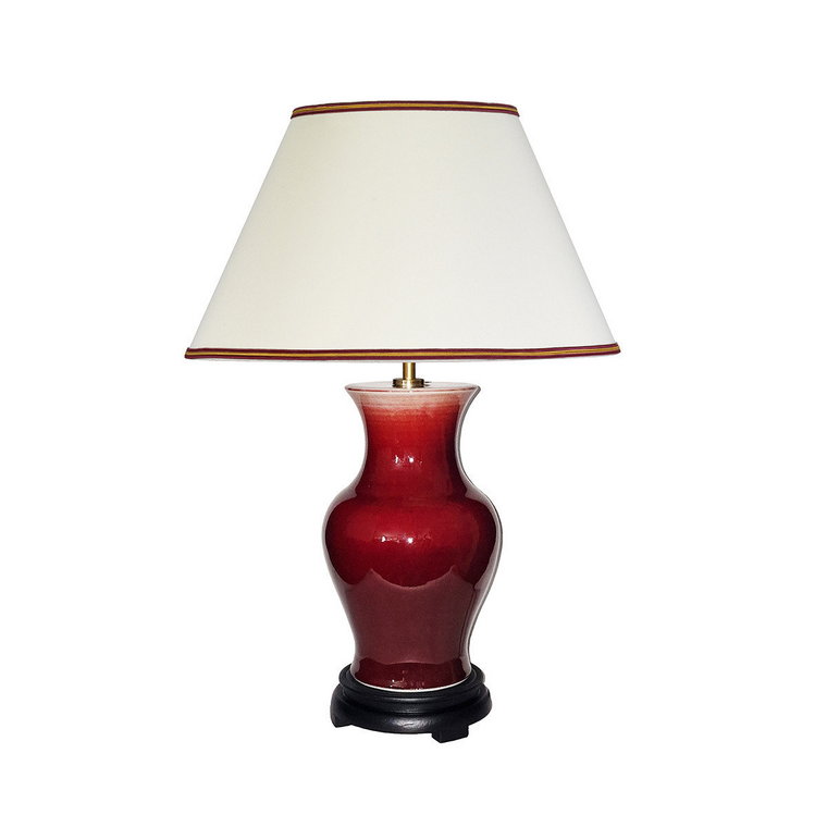 Lampa stołowa porcalanowa czerwona z abażurem Oxblood E27 60W Elstead