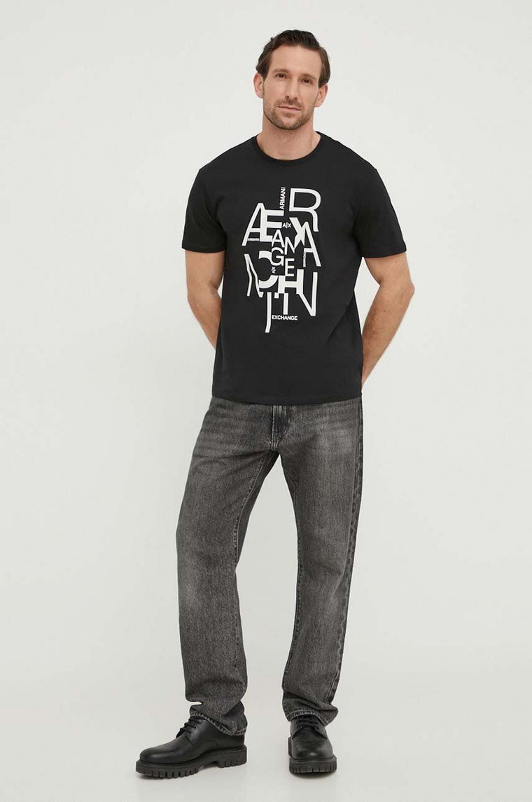 Armani Exchange t-shirt bawełniany męski kolor czarny z nadrukiem 3DZTAA ZJA5Z