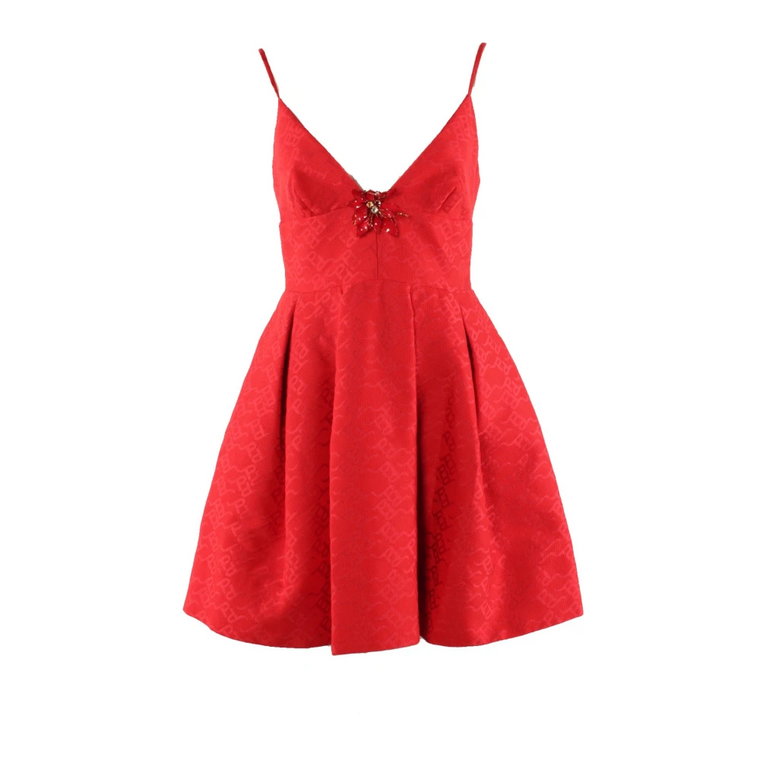 Czerwona Sukienka z Zdejmowaną Broszka Pinko