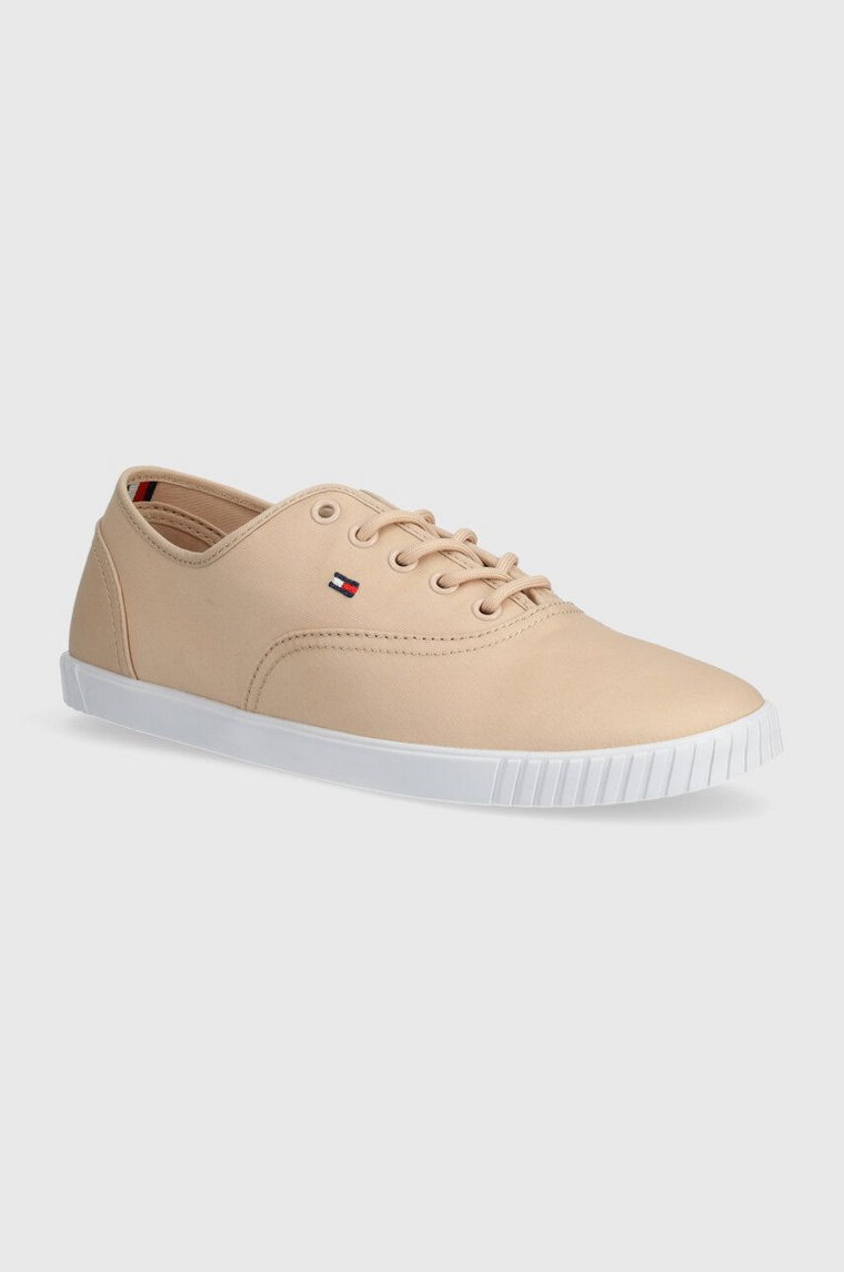 Tommy Hilfiger tenisówki CANVAS LACE UP SNEAKER damskie kolor beżowy FW0FW07805