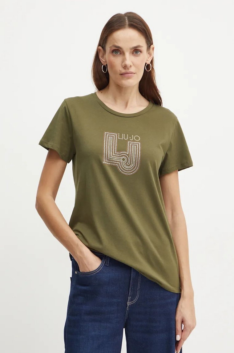 Liu Jo t-shirt bawełniany damski kolor zielony TF4209 J6040