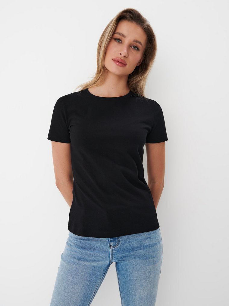 Mohito - Czarny t-shirt z bawełny - czarny