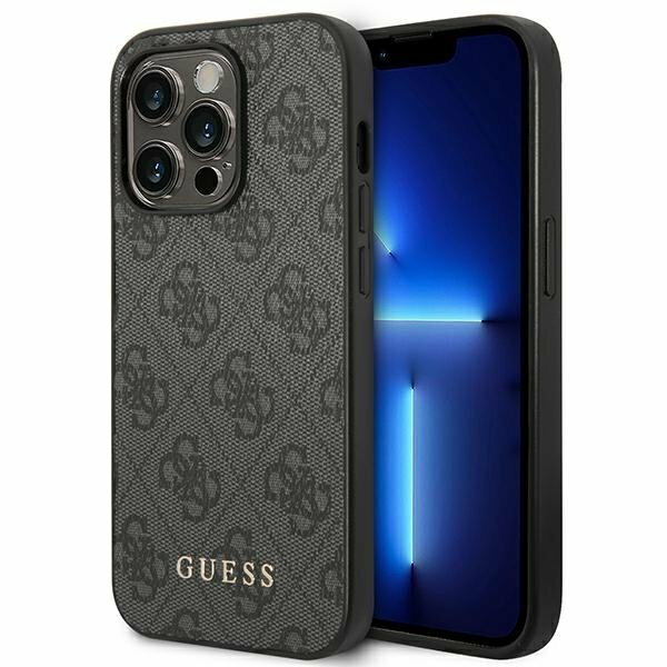 Guess GUHCP14XG4GFGR iPhone 14 Pro Max 6,7" szary/grey hard case 4G Metal Gold Logo