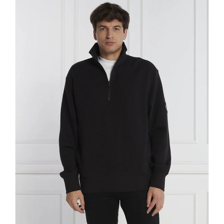 CALVIN KLEIN JEANS Sweter BADGE WAFFLE HALF ZIP | Regular Fit