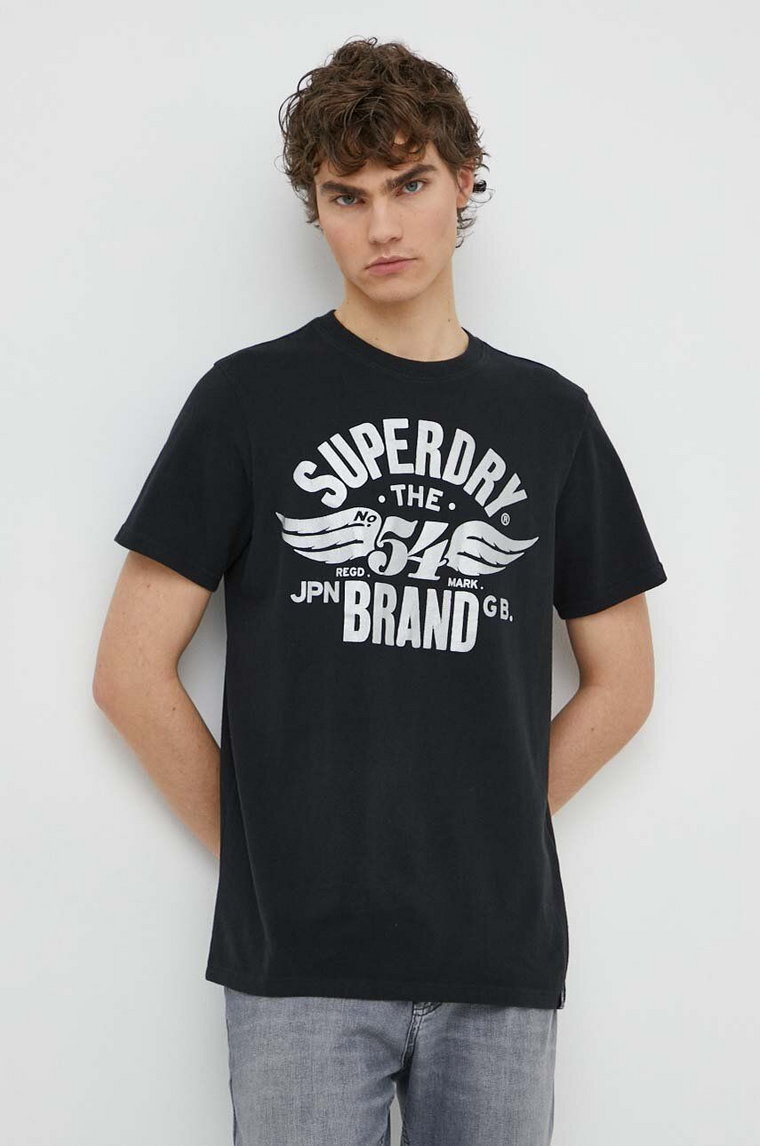 Superdry t-shirt męski kolor czarny z nadrukiem