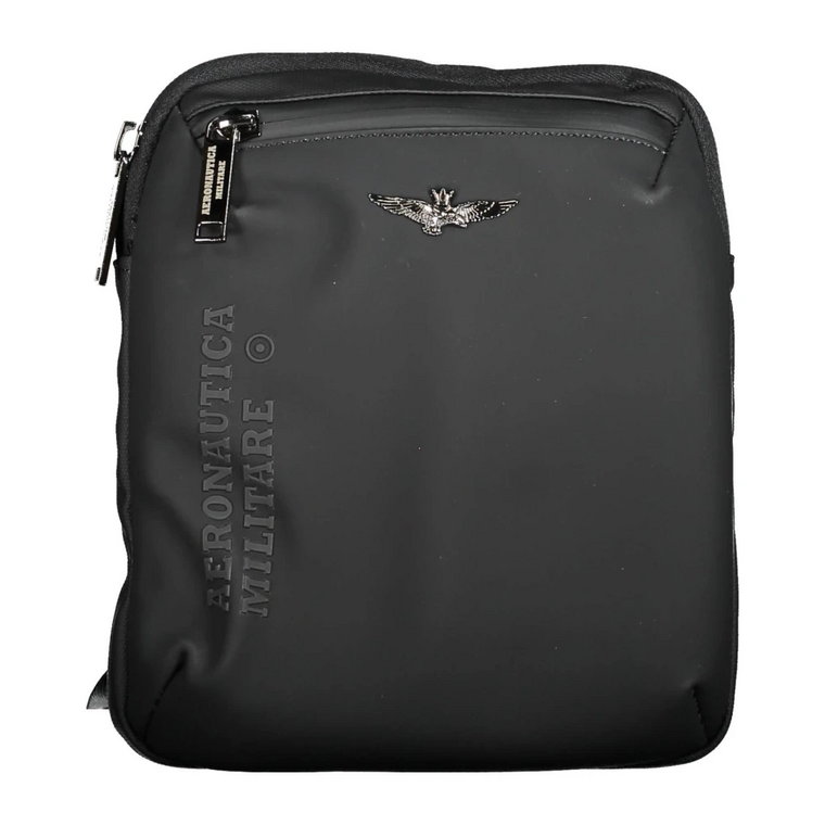 Black Polyester Shoulder Bag Aeronautica Militare