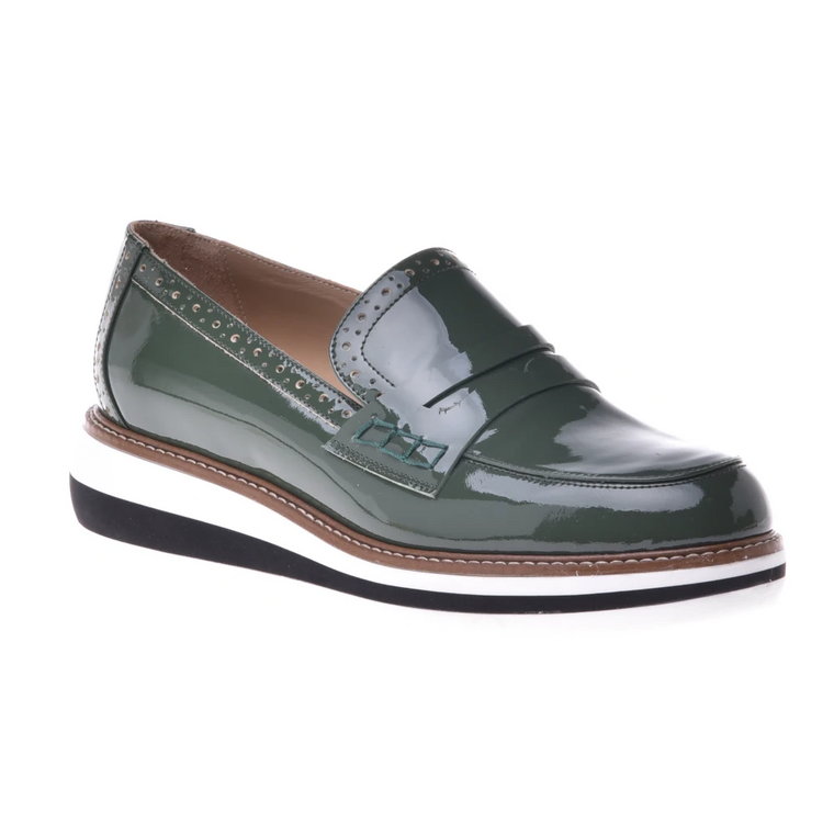 Green calfskin loafers Baldinini