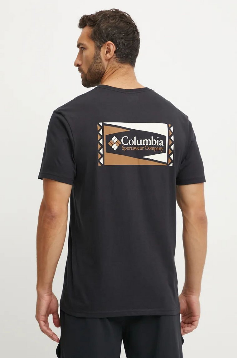 Columbia t-shirt bawełniany kolor czarny z nadrukiem