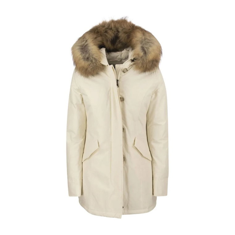 Kremowy Płaszcz Arctic Raccoon Woolrich