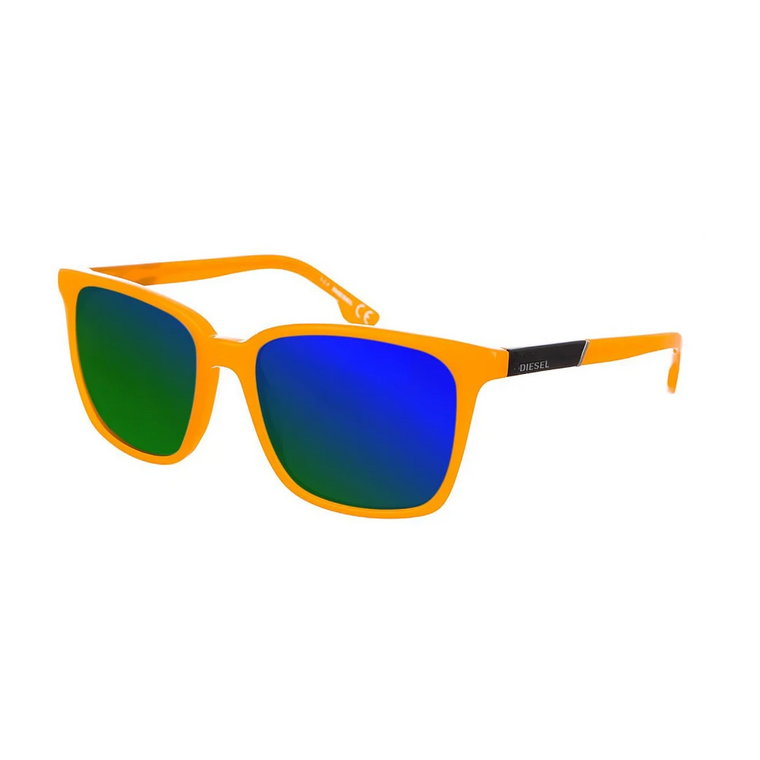 Unikalne Okulary Przeciwsłoneczne w Kształcie Prostokąta z Pomarańczową Oprawką Acetatową Diesel