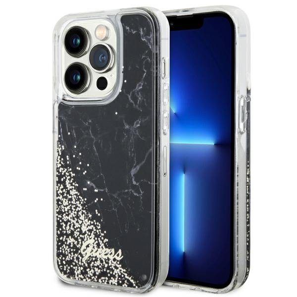 Guess GUHCP14LLCSGSGK iPhone 14 Pro 6.1" czarny/black hardcase Liquid Glitter Marble