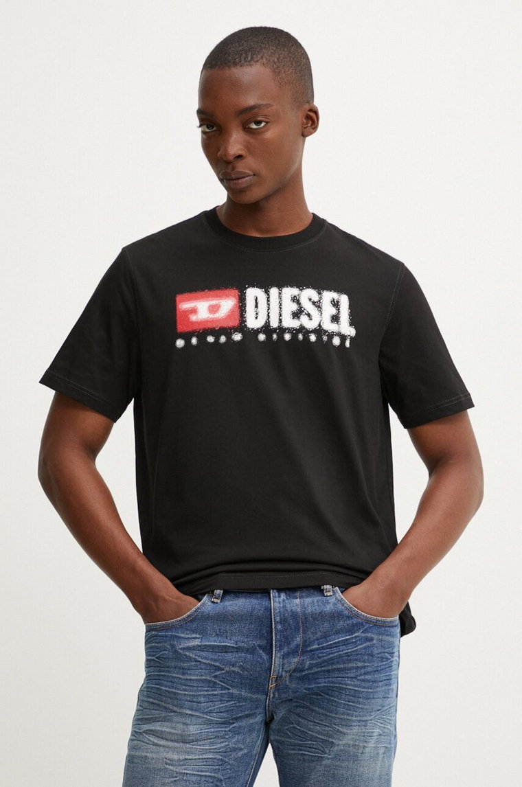 Diesel t-shirt bawełniany T-ADJUST-K14 męski kolor czarny z nadrukiem A15025.0GRAI