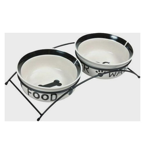 Zestaw misek ceramicznych na stojaku TRIXIE 2x650 ml (4011905246413). Naczynia dla zwierząt