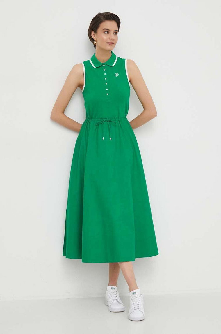 Tommy Hilfiger sukienka kolor zielony midi rozkloszowana WW0WW41272