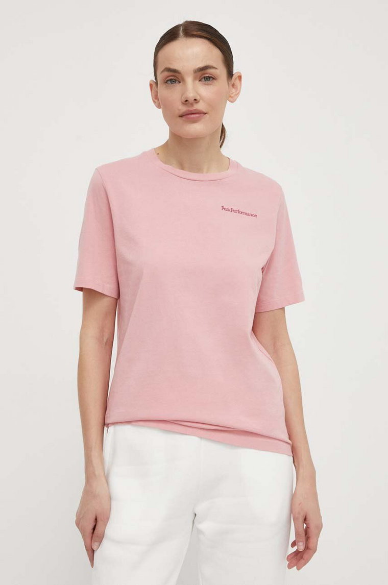 Peak Performance t-shirt bawełniany damski kolor różowy
