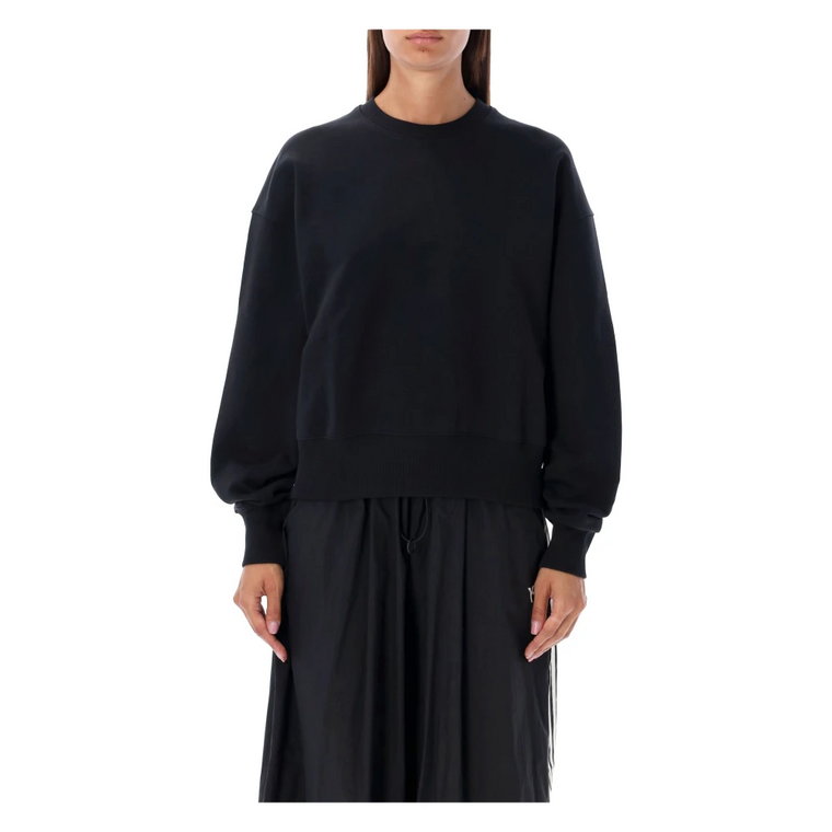 Czarna Odzież Dzianinowa Aw23, Cropped Crewneck Sweatshirt Y-3