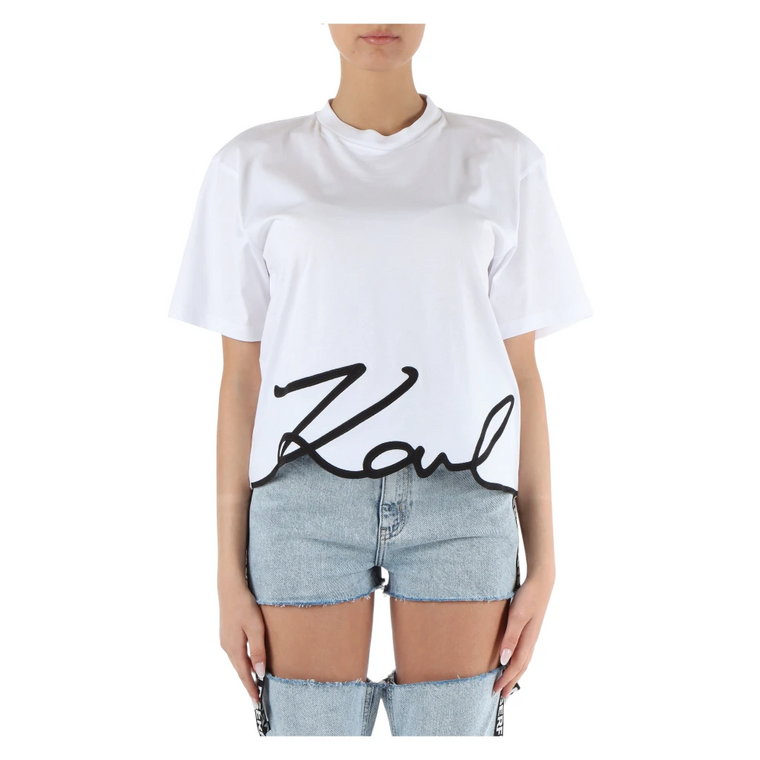 Haftowany bawełniany T-shirt Karl Lagerfeld
