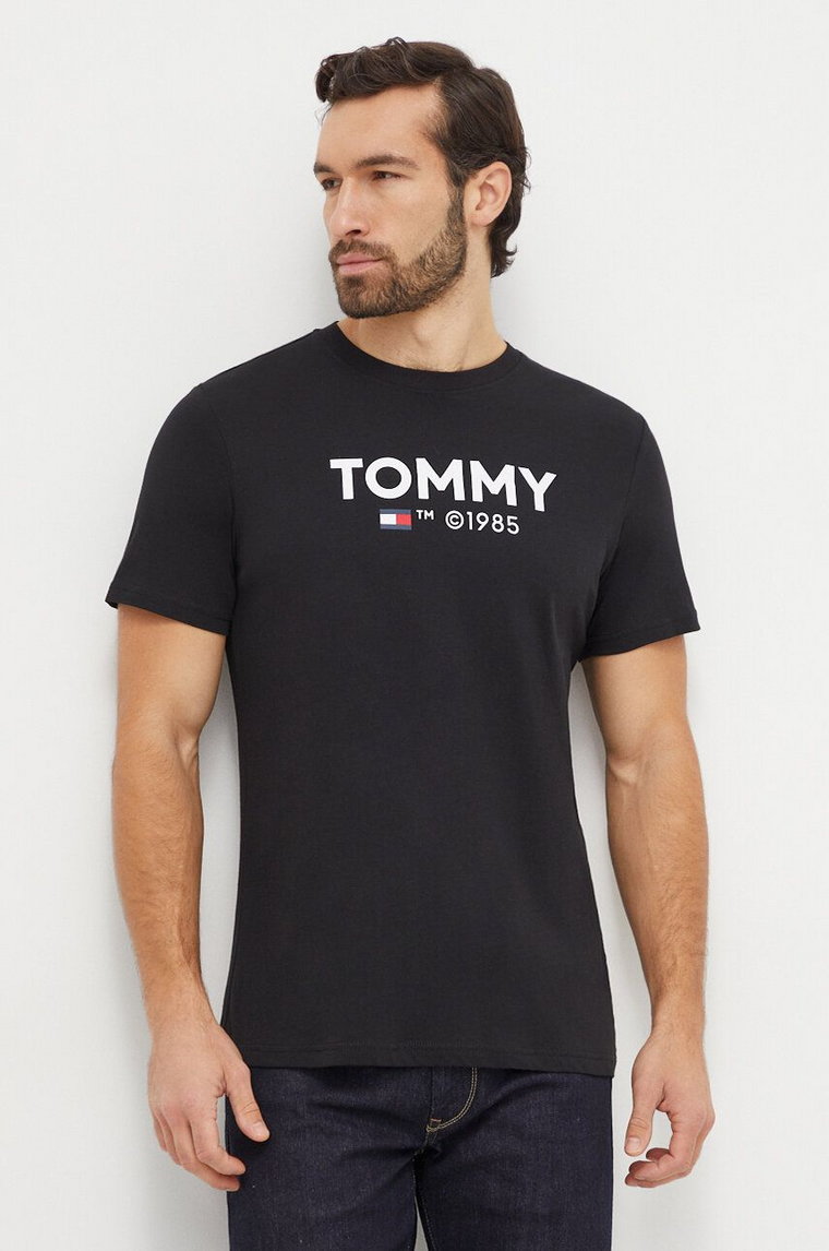 Tommy Jeans t-shirt bawełniany męski kolor czarny z nadrukiem DM0DM18264